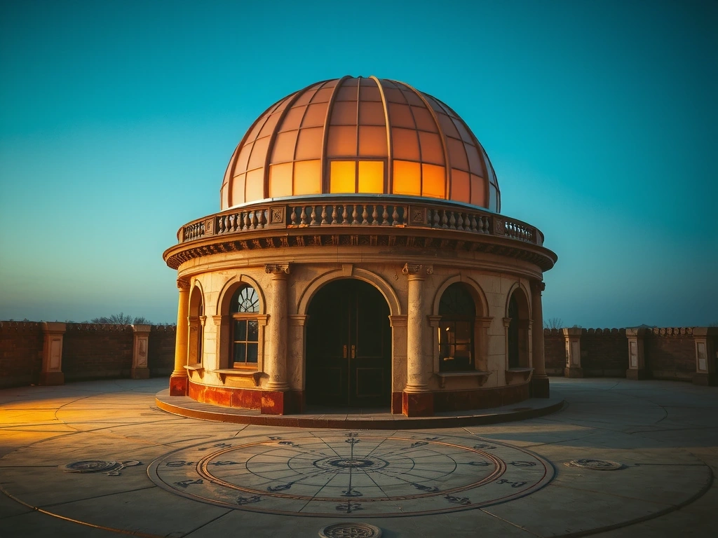 Dziedziniec obserwatorium z wyrytym kręgiem zodiaku