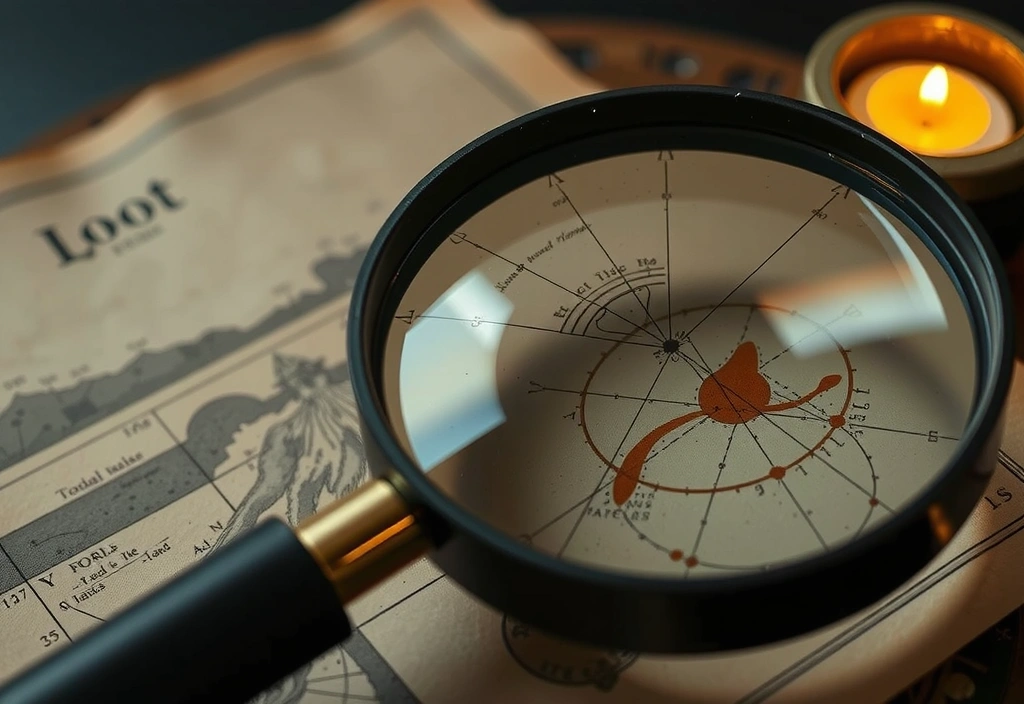 Szczegółowy fragment mapy widziany pod lupą